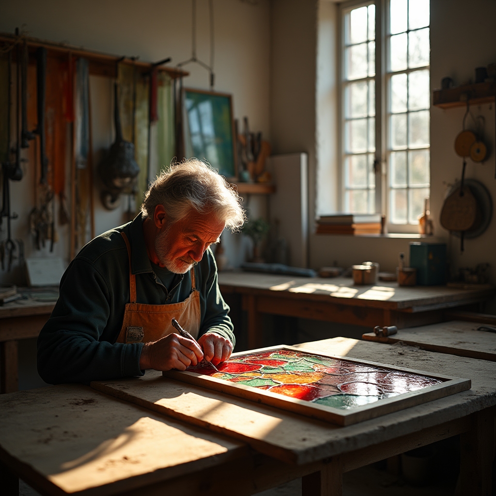 Atelier de création de vitraux traditionnels